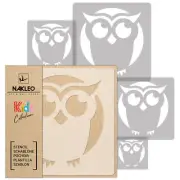 5x reusable PLASTIC Stencils / 13.4" to 3.5"/ Nursery KIDS Template / OWL