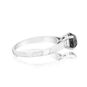 1.45 Carat Black Diamond Solitaire Ring in Sterling Silver, L