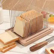 Resbywarm New Upgrade Bread Slicer for Homemade Bread with 3 Size and 2 Thickness, Stainless Bread Slicer Guide with Beechwood Bread Cutting Board for loaf,Bagels & Baguette(3/8 & 3/4 Slice sizes)