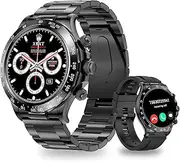 Smart Watch for Men with Stainless Steel Band, Fitness Tracker with Heart Rate, Blood Oxygen, Sleep Monitor, IP67 Waterproof, Bluetooth Calls, 100+ Sport Modes Wrist Watch for Android iOS