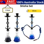 2 Hose Glass Shisha Water Pipe with Skull Bottle Body Design Perfect Collectible