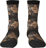 [EdWal] Soft Rust World Map print Moisture Wicking Socks Sports Socks for Men and Women Warm thermal Boot Hiking Socks