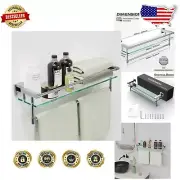 Elegant 24-Inch Bathroom Shelf with Rustproof Towel Bar - Easy Installation