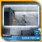 Simplus LED Light Bathroom Mirror Wall Mounted Vanity Makeup Anti-Fog 120x70cm