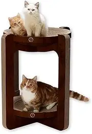Nekoichi Cat Tower (XL, Dark Brown) - 2 Tier Tower for Cats