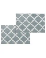 Bibb Home Set of 2 Trellis Micro Shag Bath Rugs