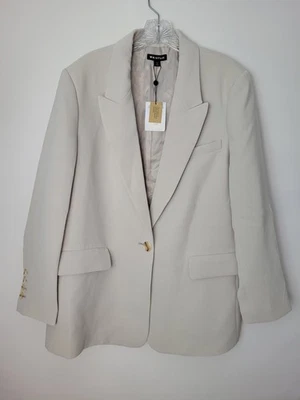 Whistles NWT Crepe Boyfriend Blazer Jacket US 12 Neutral MSRP $359