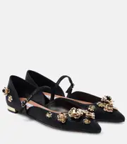 [Aquazzura] Aquazzura Bloom embellished ballet flats AU 9 black