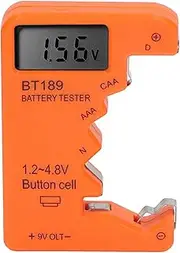 Battery Tester, Universal Battery Checker Battery Capacity Tester Digital Battery Tester Measuring Tool for AA AAA 6F22 9V 1.5V Button Cell Batteries (Orange)