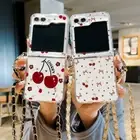 Cherry Bow Phone Case For Samsung Galaxy Z Flip6 Flip5 Flip4 Clear Lanyard Cover