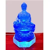 在飛比找PChome商店街優惠-弘麒 琉璃藥師佛17cm+八吉祥八方水晶燈座(組合)*1組_