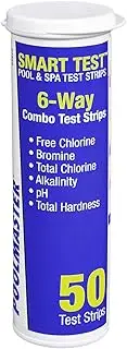 Poolmaster 22212 Smart Test 6-Way Swimming Pool and Spa Water Chemistry Test Strips, 50 Count,White