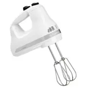 White 5-Speed Hand Mixer Stainless Steel Beaters - Kitchen Baking 120V