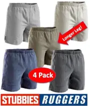 MENS PACK OF 4 GENUINE STUBBIES RUGGERS PIGMENT DYED LONGER LEG SHORTS -SE4200