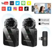 Wireless Lavalier Microphone Audio Video Recording Mini Mic for iPhone Android