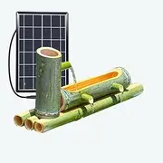 Solar Bamboo Fountain, Zen Garden Water Fountain Kit, Bamboo Fountain Garden Water Feature with 3 Water Outlet, for Garden Patio Pond Indoor/Outdoor Bamboo Fountain(70CM)
