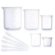 Plastic Beaker Set, 5 Sizes Low Form Measuring Graduated Griffin Polypropylen...