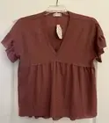 Alter’d State Mauve Flutter Sleeved Shirt Size S