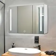 Viviendo Bathroom LED Mirror Cabinet Home Washroom Shaver Wall-Mounted Vanity Shelf Storage Unit Mirrored Cupboard - 900mm - 3 Door