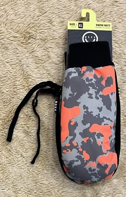 $35 NEFF HEADWEAR Snow Mitt INSULATED Ski Snowboard Mittens ORANGE Camo Men's XL