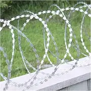 Razor Wire Barbed Wire Stainless Steel Razor Wire Fenc, Rolling Razor Wire Helical Wire Roll, Galvanized Anti-Climbing Weather Resistant Barbed Wire Fencing for Garden Farm (Color : Silver-45cm/Singl