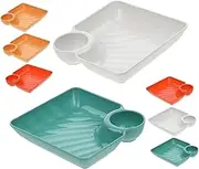 CONGARTENO Serving Plates Set Sushi Dumpling Plates Sauce Compartment Non-Slip Easy to Maintain