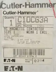 CUTLER HAMMER Size 1 Contactor in Nema 1 Enclosure 120V C10CG3A
