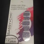 Sassy + Chic Purple Confetti Glitter Nail Strip Stickers 12 pcs