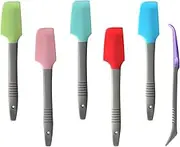 Yoku Made Silicone Mini Spatula, Curved Small Spatula, Kitchen Jar Spatula, Wet Pet Food Can Spoon, for Cooking Baking Frosting or Mixing, 6pcs