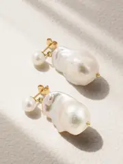 [Mateo] Mateo - Duality 14-karat Gold Pearl Earrings - One size One size Gold