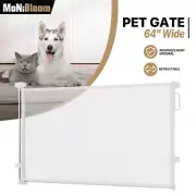 34" Height Pet Dog Gate Retractable Baby Safety Barrier Mesh Stair Doorway Fence