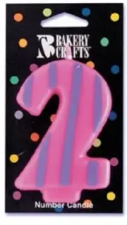 Cake Toppers New Fuchsia Stripe Number Two Candle Cake Topper