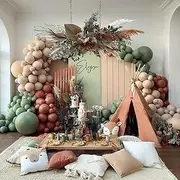 Light Brown Coffee with Sage Green Balloon Arch Kit for Party Birthday Wedding Engagement Anniversary Christmas Festival Picnic or Any Friends & Family Party Decorations