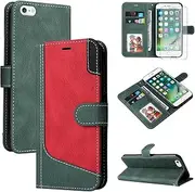 Asuwish Phone Case for iPhone 6plus 6splus 6/6s Plus Wallet Cover with Screen Protector and Leather Flip Cover Card Holder Cell iPhone6 6+ iPhone6s 6s+ i 6P 6a S Six iPhone6splus Women Men Green