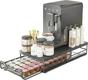 Coffee Pods Storage Drawer Compatible, Metal 50 Capacity Coffee Pods Capsule Holder Storage Tea Organiser Drawer Tray, Coffee Machine Accessories