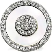 [JewelryWeb] Stainless Steel Polished Simulated Mother of Pearl Druzy Quartz and Crystal Ring Band Style-Ring for Women