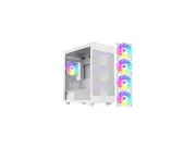 DIYPC ARGB-G5-W White USB3.0Tempered Glass Micro ATX Gaming Computer Case w/ 4