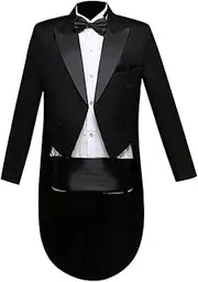 [Generic] Men's Peak Lapel Tuxedo Suit Classic Slim Fit Tailcoat Pants Outfit Groomsman Best Men Formal Wear Magician Costume