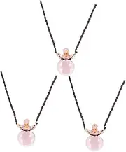 Mobestech 3pcs Essential Oil Bottle Necklace Perfume Locket Bottle Necklace Empty Car Diffuser Bottle Dainty Necklace Delicate Pendant Fashion Necklace Purse Fetal Hair Pendant Pink Glass