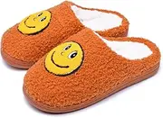 [AIMINUO] Women's Men's Retro Smile Face Slippers Comfy Warm Plush Slip-On House Slipper for Winter Indoor Outdoor Soft Cushion Non-slip Fluffy Slides Slippers…