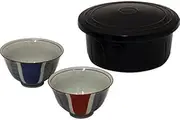 Hitsu: Far Infrared Ceramic Hitsu-kun & Rice Bowl Set, Arita Ware Ichin Two-Color Brush, Chazuke (Large) Chazuke