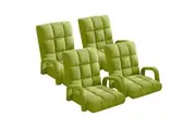 4X Foldable Lounge Cushion Adjustable Floor Lazy Recliner Chair with Armrest Yellow Green
