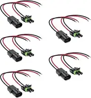 5pairs Waterproof 2 PIN Connectors Kit Male Female 16-14AWG Wires for Car Truck Motorcycle Marine Boat