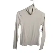 Old Navy Shirt Women's Small Beige Turtle Neck Long Sleeve Ribbed Shirt NWT