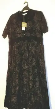 Comfy Size 20 Taking Shape 100% Cotton Spark Lined Maxi Dress Rrp $129.95 Button