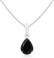[Angara] Natural Pear-Shaped Black Onyx Solitaire Pendant Necklace in Sterling Silver/14ct Solid Gold for Women | Jewellery for Her