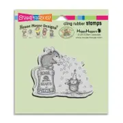 STAMPENDOUS House Mouse Glitter Hearts Cling Mount Stamp Valentine