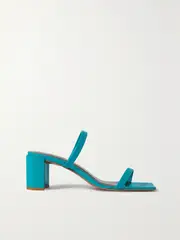 [BY FAR] BY FAR - Tanya Glossed-leather Mules - Azure - IT36 IT 36 Blue
