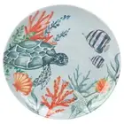 Blue Sea Turtle Melamine 6" Tidbit Appetizer Dessert Plates Beach Set of 4