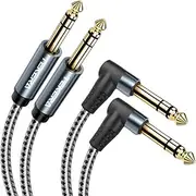 [TEKERA] Guitar Cable, 2-Pack Right Angle Balance 6.35mm TRS 1/4 inch Cable, Stereo Quarter inch 90 Degree TRS Male Cable 0.5m 1m 2m 3m 5m (10FT/3M)